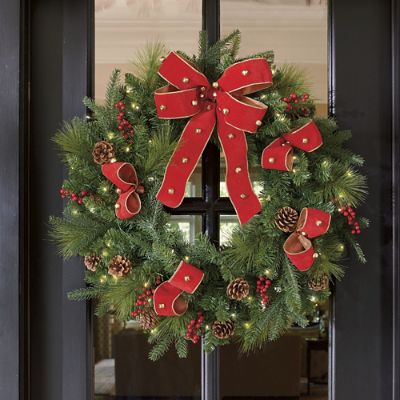 Sleigh Ride Cordless Wreath with Bow | Grandin Road