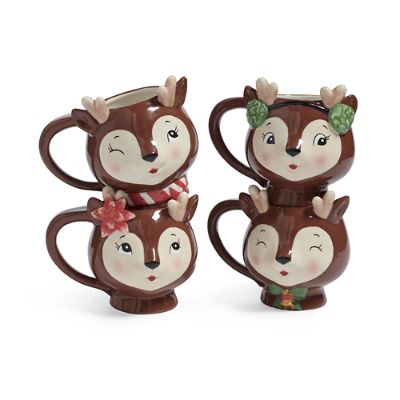 Reindeer Mugs II, Set of Four | Grandin Road