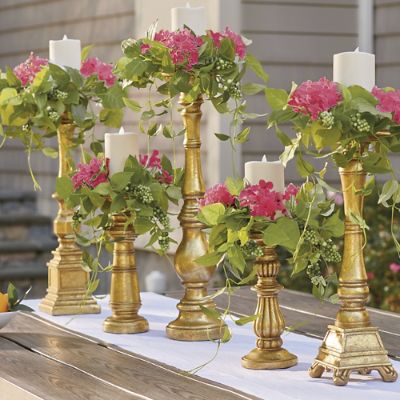 Haley Fuchsia Hydrangea Candle Rings, Set of Five | Grandin Road