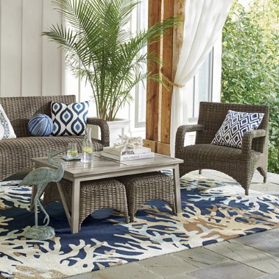 Rockland Wicker Ottoman | Grandin Road