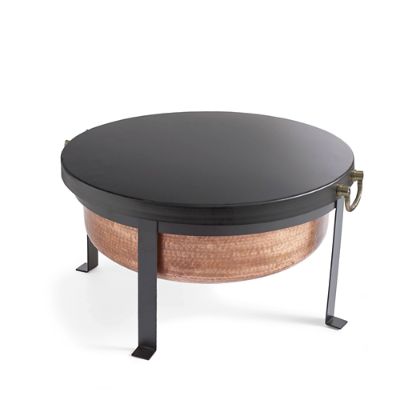 Flat Black Fire Pit Lid Tray Grandin Road