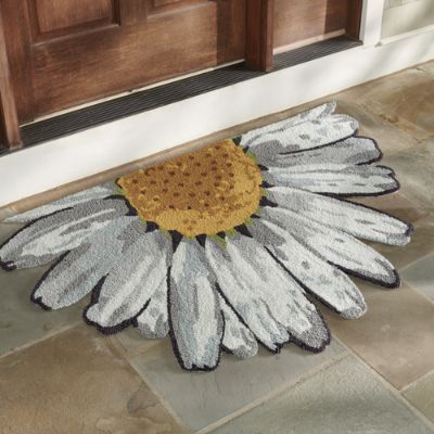 Floral HalfRound Hooked Door Mat Grandin Road