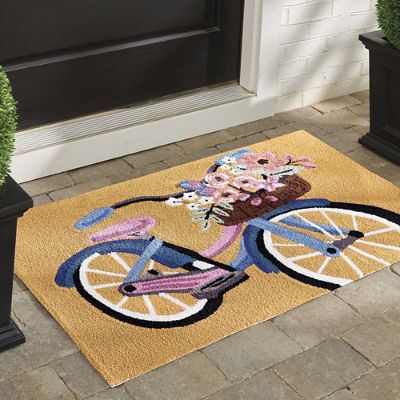 Blossom Bike Hooked Door Mat Grandin Road