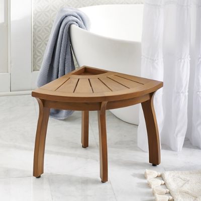 Liza Corner Teak Shower Bench Grandin Road