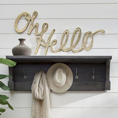  Coat Hooks with Shelf Wall-Mounted, Entryway Shelf