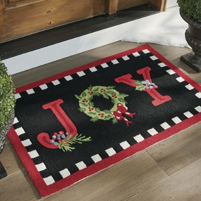 JOY Hooked Door Mat | Grandin Road