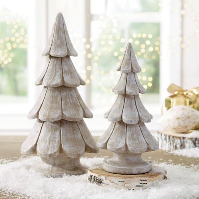 White Washed Tabletop Trees, Set of Two Grandin Road