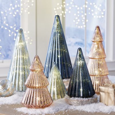 mercury glass trees with led lights