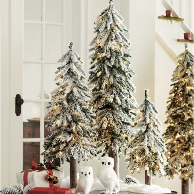 Pre-Lit Mini Pine Trees, Set of 3