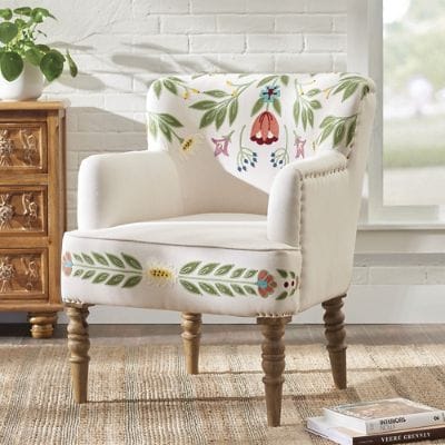 【展示品】イタリア グリッリ「Rondo」総本革エグゼクティブチェア 約60万～ Gianna Embroidered Armchair | Grandin Road