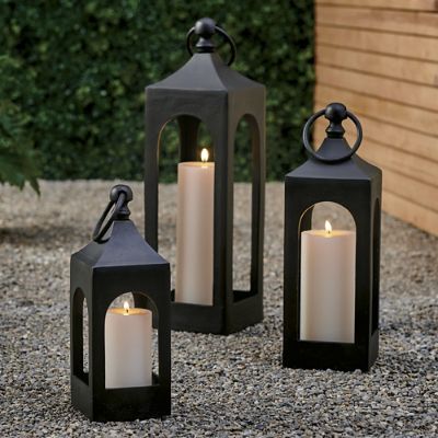 Small Large Metal & Glass Candle Lantern Indoor/Outdoor Tealight Holder  Lanterns