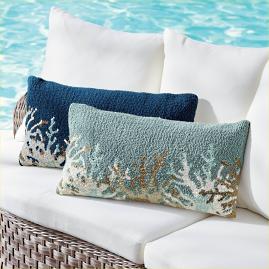 Marina Coral Hooked Lumbar Pillow