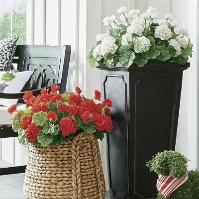 Red Geranium Urn Filler, Artificial Flowers for Outdoors, Faux