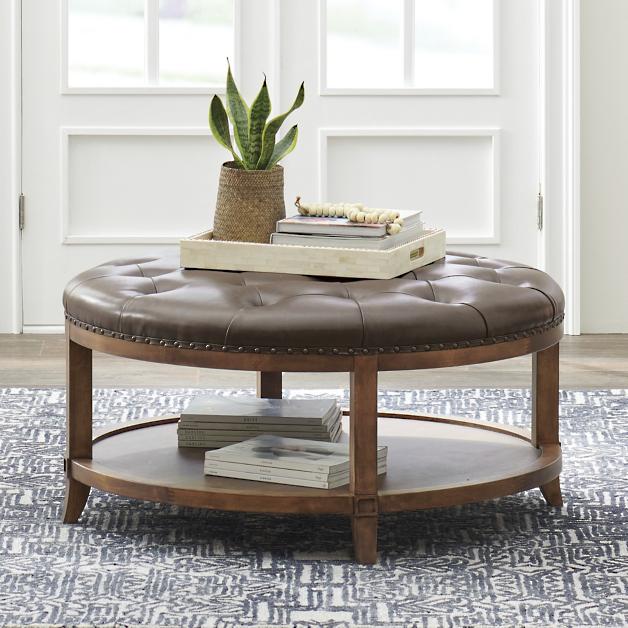 Montgomery Coffee Table Ottoman, Round Coffee Table With Footstool Underneath