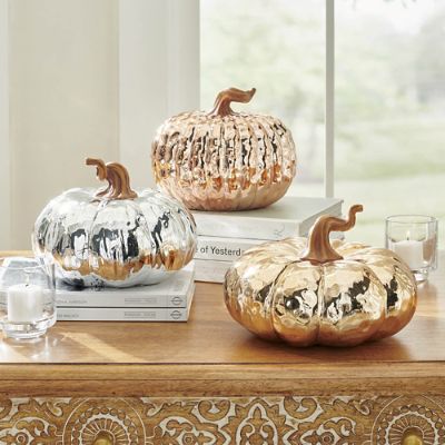 High Shine Metallic Pumpkins | Grandin Road
