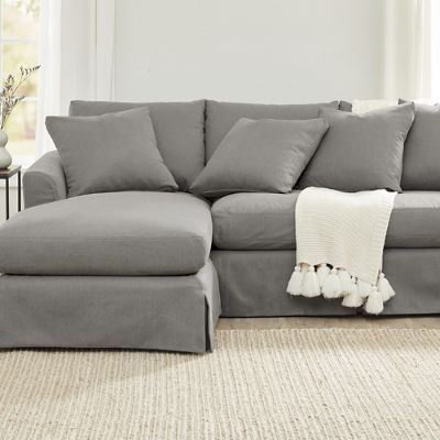 Slipcovered sofa with deals chaise