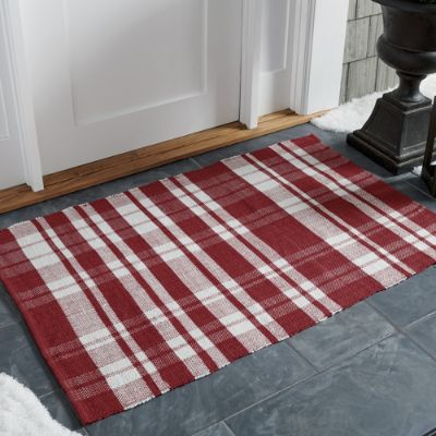 Plaid Layering Door Mat, Red Grandin Road
