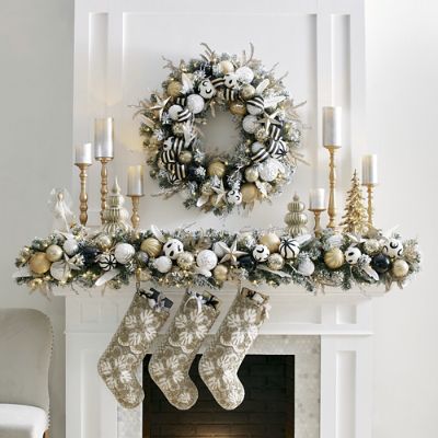 Flocked Ava Cordless Wreath | Grandin Road