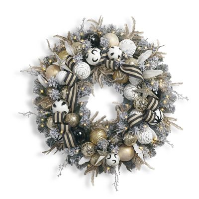 Flocked Ava Cordless Wreath | Grandin Road