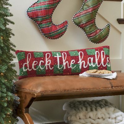 Deck the Halls Hooked Lumbar Pillow Grandin Road