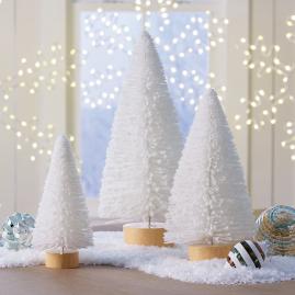Frosted Bottle Brush Trees, Set of Three