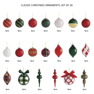 Classic Christmas Ornaments, Set of 20 | Grandin Road