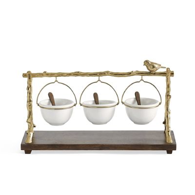 Gold Oak Branch Snack Bowl Stand Grandin Road
