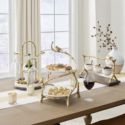 Gold Oak Branch Wine Caddy Grandin Road