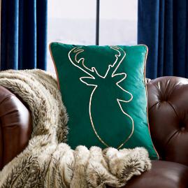Deer Jewel Tone Christmas Pillow