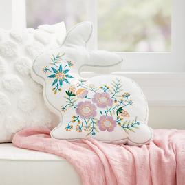 Embroidered Shaped Bunny Pillow