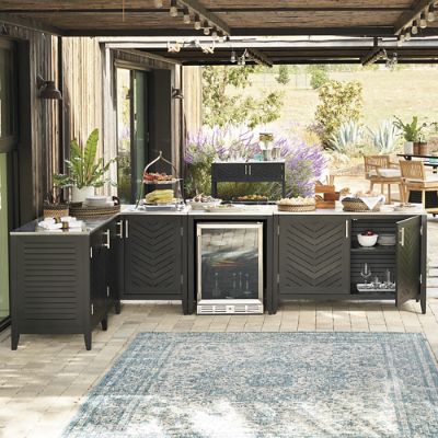 Outdoor Kitchen Island Prep Station Large Potting Bench with Stainless  Steel Top 