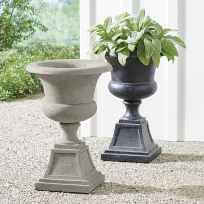 Zoey Faux Stone Pedestal Planter | Grandin Road