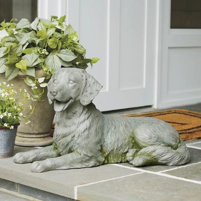 Lying Golden Retriever Garden Statue Grandin Road