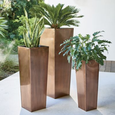 Stainless Steel Tall Tapered Planter | Grandin Road