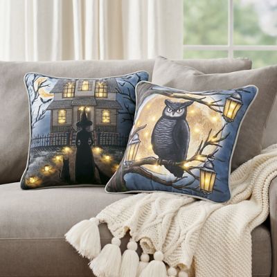 Prelit Halloween Pillows Grandin Road