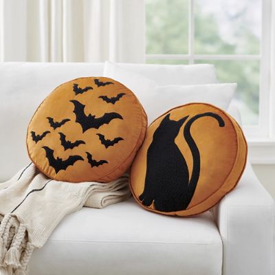 Round Halloween Pillows Grandin Road