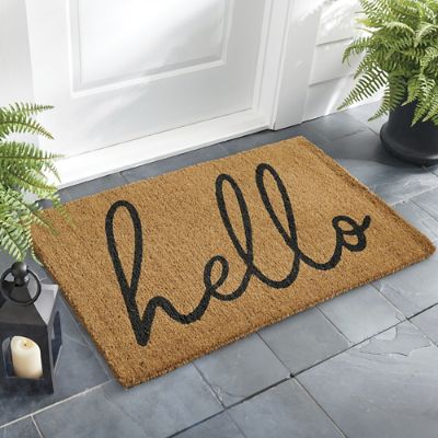 Script Hello Coir Door Mat Grandin Road