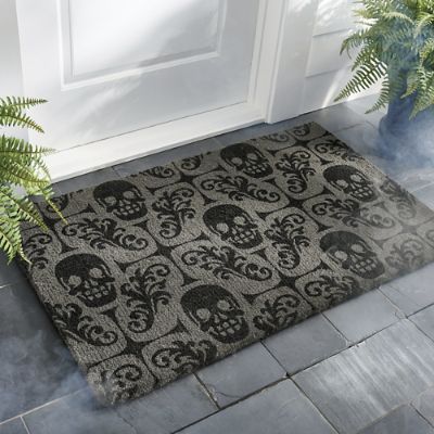 Skull Damask Coir Door Mat | Grandin Road