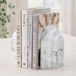 Faux Marble Bookends, Set of Two