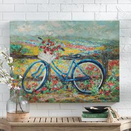 Floral Bike Ride Canvas Outdoor Art