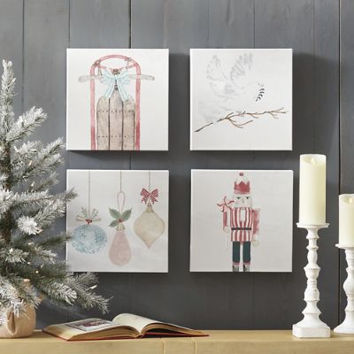 Vintage Christmas Canvases, Set of Four Grandin Road