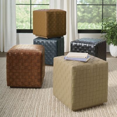 Woven leather strap deals ottoman