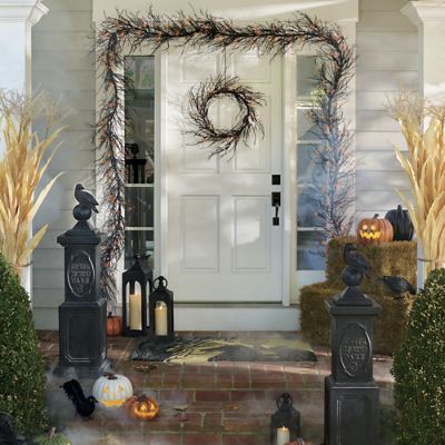 Halloween Twig Garland Skeleton Festival Decoration Glow Black Twig Garland  Festival Scene Ornament Year Around for Front Door (B, One Size)