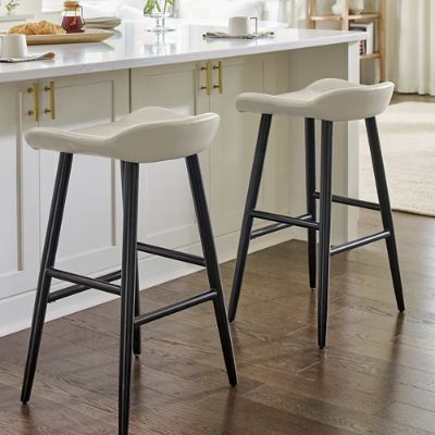 Padded Seat Backless Upholstered Bar Stool 