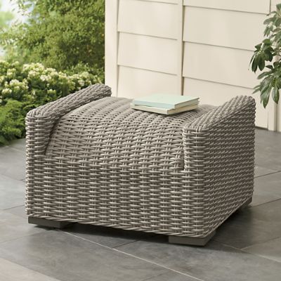 Montville Wicker Outdoor Ottoman | Grandin Road
