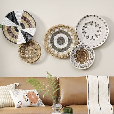 Hand woven basket wall art hot sale