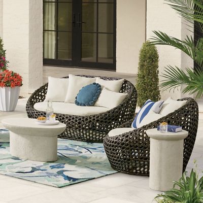 Mason Wicker Outdoor Loveseat | Grandin Road