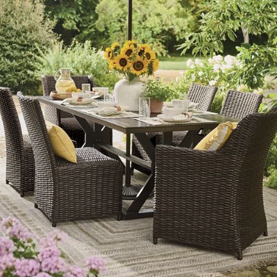 Montville Wicker Outdoor Dining Armchairs, Set of Two | Grandin Road