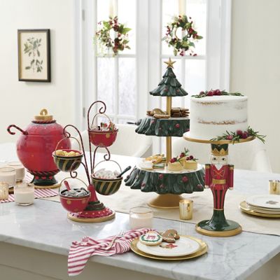 Xmas ドイツ リンドナー製 ケーキスタンド3段 組立式 Be Merry Nutcracker Server | Grandin Road