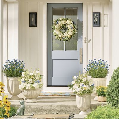 ミッドグリーン・ロイヤルブルー　シルクスクリーン用インクSOシリーズ （マット） Hydrangea Print Coir Door Mat | Grandin Road